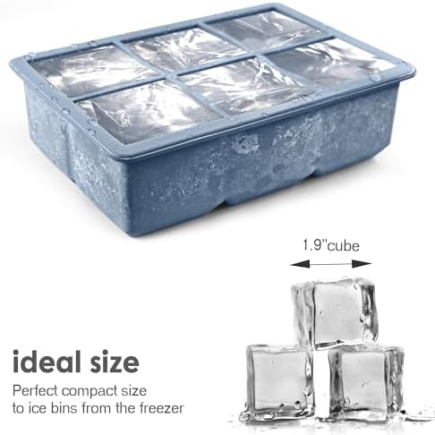 Excnorm Silicone Ice Cube Trays, 3‐Pack Large Square Molds with Lid