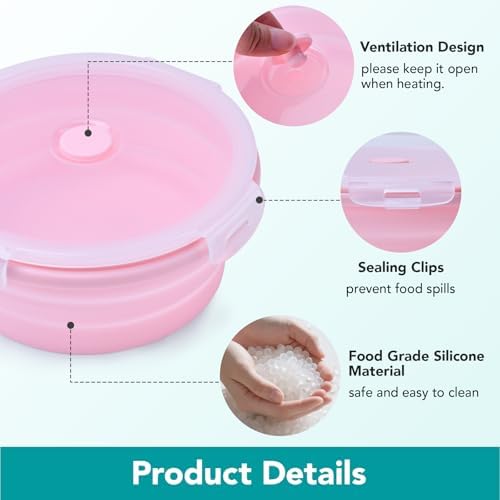 Square Collapsible Silicone Food Storage Containers 4-Piece Set