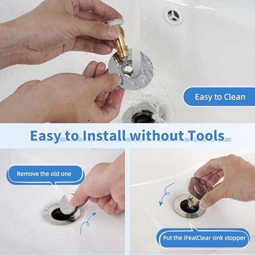 2-Pack Universal Metal Bathroom Sink Stopper Strainer, Hair Catcher