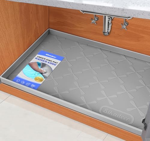 SIKADEER Waterproof Under Sink Mat Silicone 28" x 22" Kitchen Cabinet