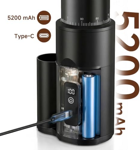 HIBREW G5mini Portable Wireless Coffee Grinder, 5200mAh