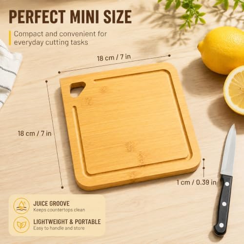 2 Pack Small Bamboo Cutting Boards Set, Mini Square Chopping Boards