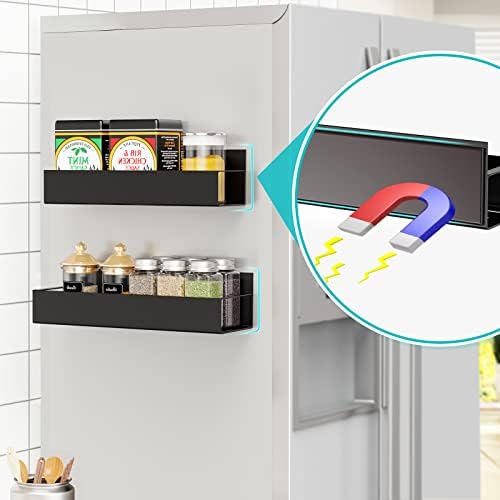 Vetacsion 2-Pack Moveable Magnetic Spice Racks, Black