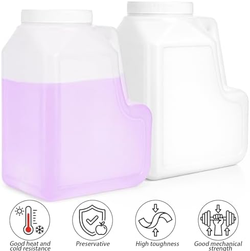Yesland 2 Pcs White Plastic Gallon Jar with Handle and Airtight Lid