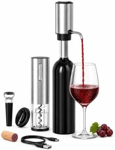 4-in-1,Premium,Rechargeable Wine Opener,Aerating Pourer,Stopper,Foil