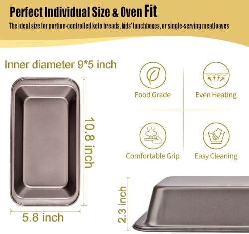2 PCS Nonstick Loaf Pan Set, 9 x 5 Inch Carbon Steel Rectangle