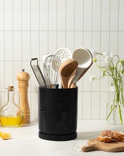 Utensil Holder, 7.2" Kitchen Utensil Holder for Counter, 2-in-1