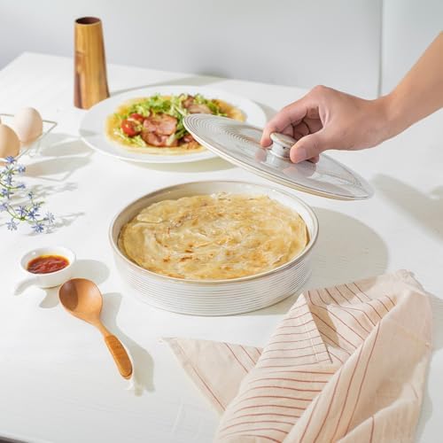 2 Pcs Tortilla Warmer, 9 inch Ceramic Tortilla Holder with Lids
