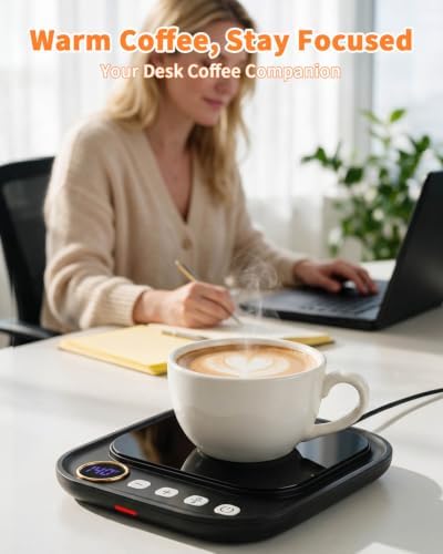 Coffee Mug Warmer for Desk, 10 Temp 105-185°F, 24H Timer & Auto