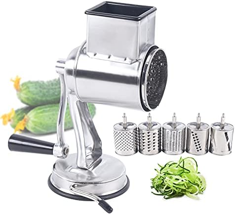 Stainless Steel Rotary Vegetable Cheese Grater with 5 Blades