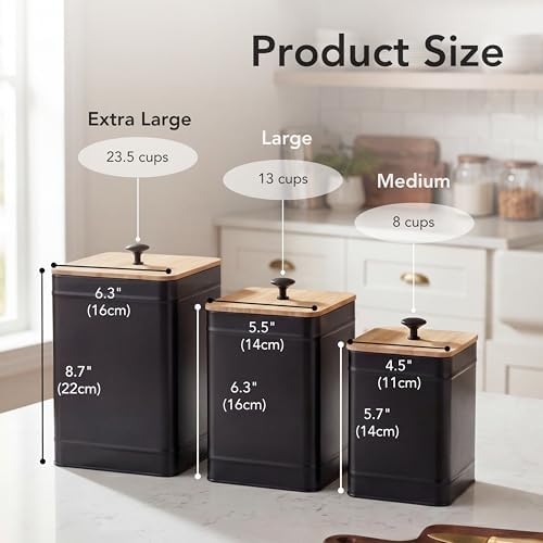 PERFNIQUE Kitchen Canisters for Countertop Set of 3, Airtight