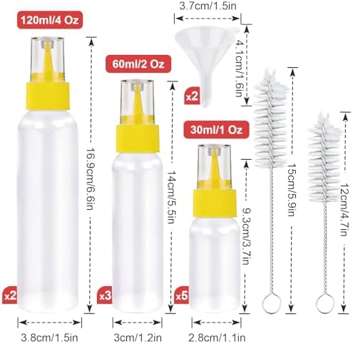 YGDZ 10-Piece Icing Writer Squeeze Bottles, 1, 2 and 4 Ounces