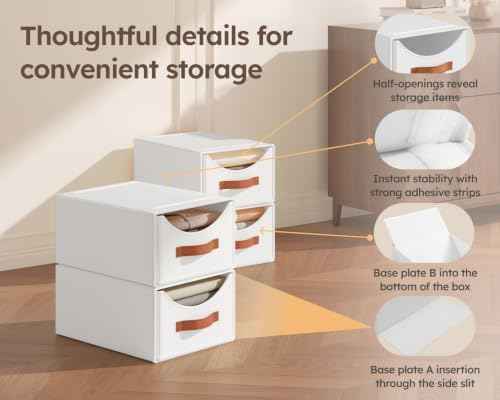Homsorout Stackable Storage Drawers - Collapsible Storage Bins with