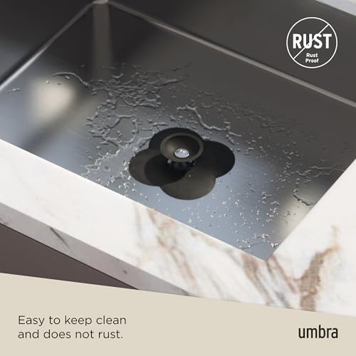 Umbra Bloom Drain Stop, Bathtub Drain Hair Catcher, 3-Inch, Black