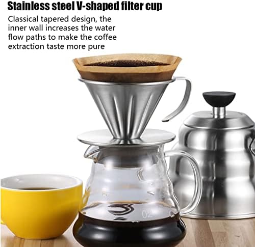 Pour over Coffee Dripper, Metal Cone Filter Stainless Steel Coffee