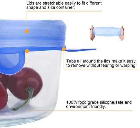 Silicone Stretch Lids, 14 PCS, 7 Sizes Reusable Bowl Covers