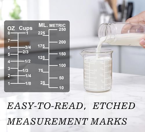 Ackers Etched Graduated Glass Measuring Cup - V-Shaped Spout- High
