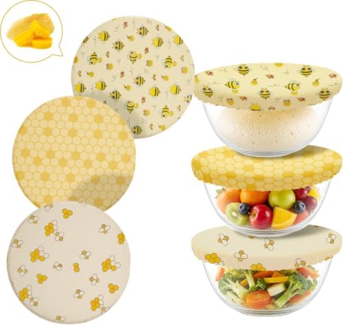 3 Pack Reusable Beeswax Bowl Covers, 12Inch