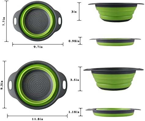 Collapsible Colander Set - 2 Pc Strainer Plus Food Grade Silicone