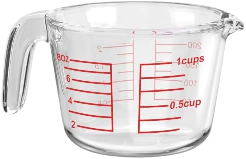 Glass Measuring Cup with V-Shaped Spout & Insulated Handle, 1 Cup(8oz)