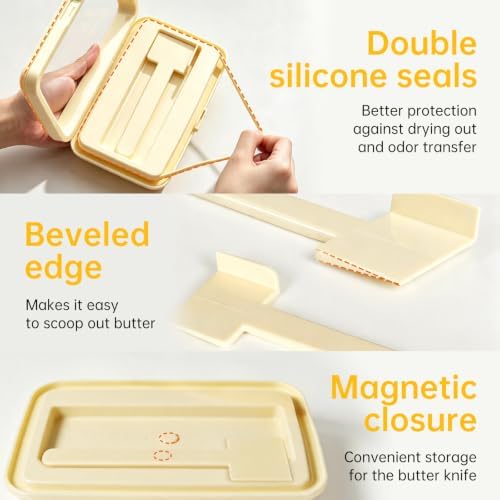 Extra Large Airtight Butter Dish with Lid for countertop & Fridge