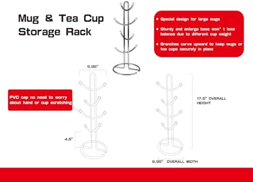 FitWell Mugs Holder, Mug Tree, Coffee Mug Holder, Coffee Mug Tree, Mug