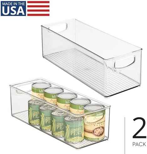 iDesign Plastic Stackable Pantry Bin with Handles, Set of 2, Clear