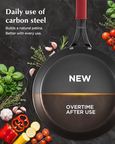 Carbon Steel Pan, 12 Inch Nonstick Frying Pan Skillet