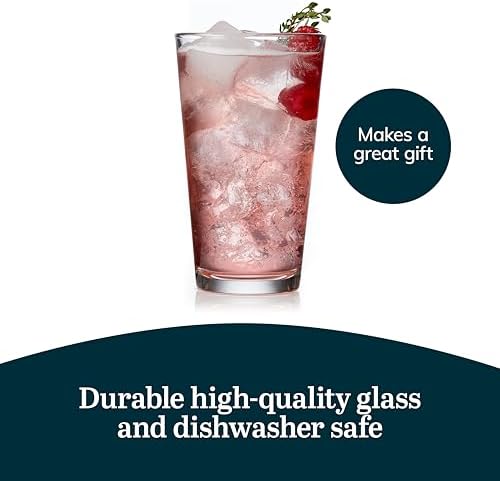 Libbey Bar Essentials Tumbler Glasses Set of 6, Modern Style 16 Oz