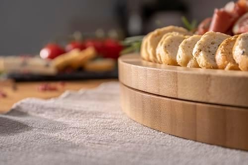 ChefSofi Charcuterie Board Set and Cheese Serving Platter - Made from Bamboo Wood - US Patented 13 inch Cheese Board and Knife Set for Entertaining and Serving - 4 Knives and 4 Bowls