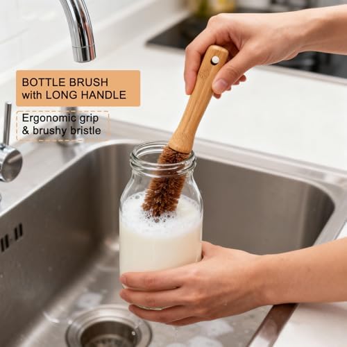 4 Piece Bamboo Dish Brush Set