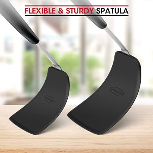 Unicook 2-Piece Silicone Spatula Turner Set, Black