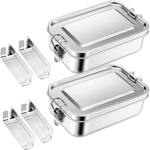 P&P CHEF 1400 ML Stainless Steel Bento Lunch Boxes, 2 Pcs