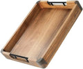 Wood Serving Tray with Handles, 17"x13" Large Decorative Ottoman Tray