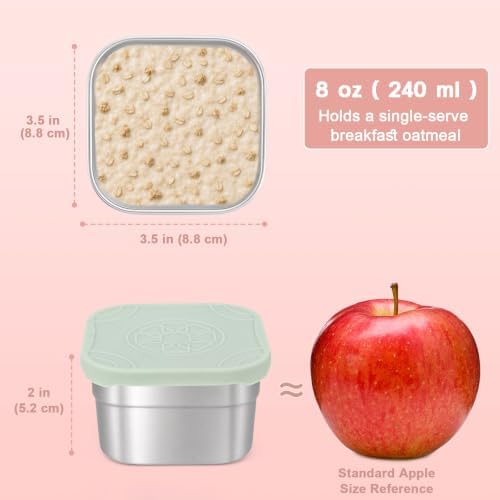 Caperci 3-Pack Stainless Steel Snack Containers with Silicone Lids
