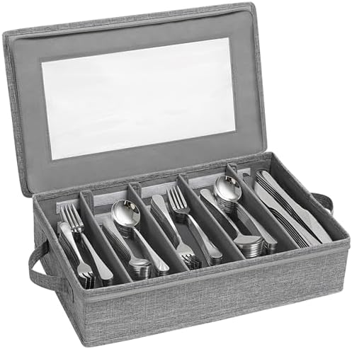 Lifewit Covered Silverware Storage Box with Zipper Lid