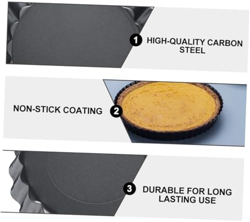 SHOWERORO 6 Piece round Carbon Steel Pie Tart Pan with Removable