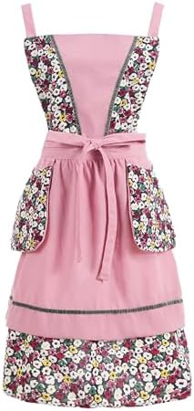Pinknoke Vintage Floral Pinafore Aprons for Women with Pockets for