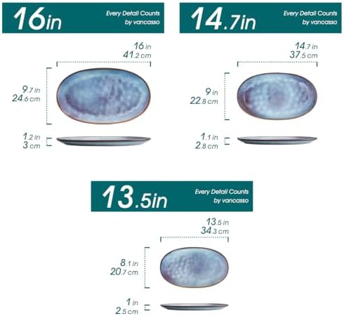 vancasso Ceramic Serving Platters Set of 3, Oval 16/14.7/13.5 Inch