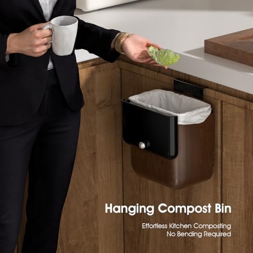 3.2 Gallon Under Sink Compost Bin with Lid, Walnut