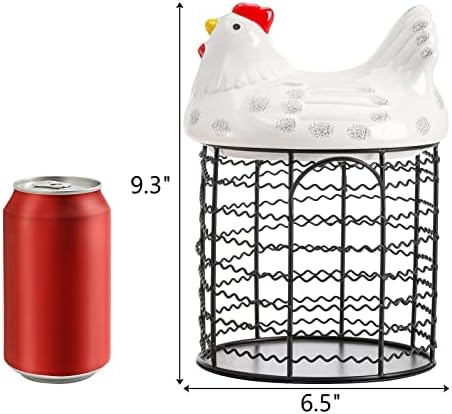 Hiceeden Metal Egg Storage Basket with Chicken Lid