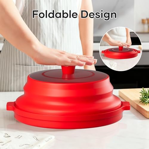 2 in 1 Microwave Splatter Cover for Food with Anti-scald Base Plate