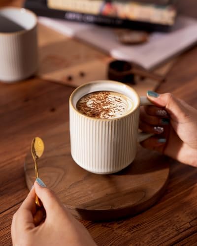 famiware Coffee Mug Set of 4, Star 12 oz Ceramic Mugs Cups Set with