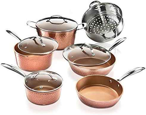 Gotham Steel Hammered Collection Pots, Pans and Frying Pan Set