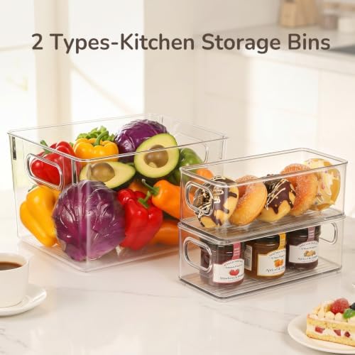 Hudgan 8 Clear Plastic Storage Bins for Pantry