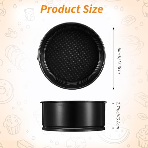 4 Pcs 6 Inch Black Springform Pan with 100 Baking Paper, Removable