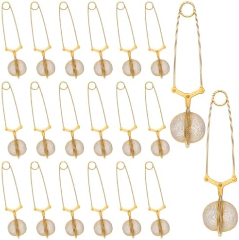 20 Pcs Gold Stainless Steel Loose Tea Infuser With Handle Fine Mesh