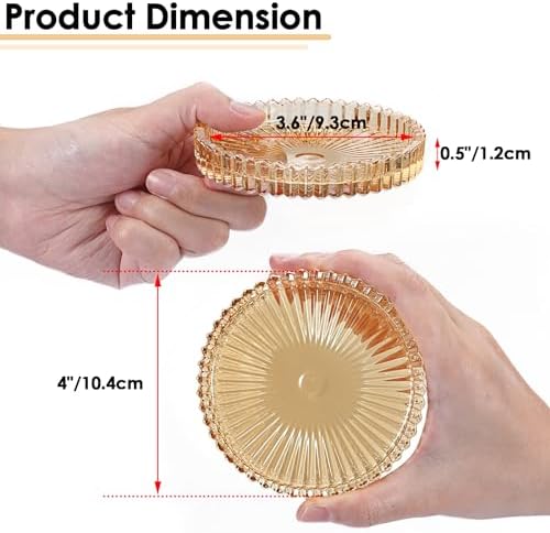 Modern Clear Coasters Set of 5- Glass Cute Coasters for Drinks, Amber