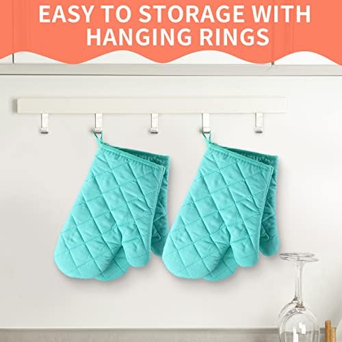 Nuogo 9 Pair Oven Mitts Quilted Heat Resistant 11 Inch Kitchen, Solid