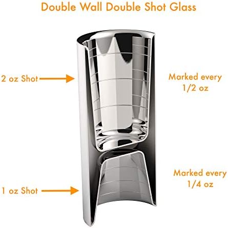 Outset Bartending Tool, Double Wall Cocktail Measuring Jigger, 2 in 1